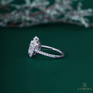 2.64CT Luxury Lab Grown Diamond 14K/18K Gold Pear Oval Cut Halo Engagement Two Stone Double Diamond Wedding Band <b>Ring</b> for Women - Product Image 3