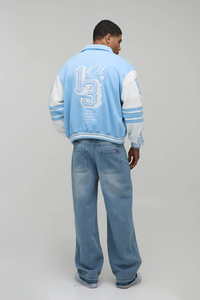 Chaqueta Varsity Personalizada de Piel de Oveja para Hombre, Estilo Vintage, para Invierno, con Logotipo Frontal, Impermeable y Resistente al Viento, para Universidad o Colegio - Product Image 2