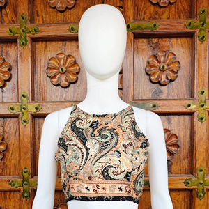 Débardeur en soie tissée 100 % paisley pour femme, écologique, respirant, décontracté, à col halter et dos nu, avec dentelle, plus de 10 couleurs, ODM - Product Image 1