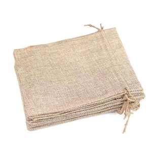 Natural Fiber Jute Small Jewelry Storage <b>Pouch</b> with Soft Inner Lining and <b>Drawstring</b> - Product Image 5