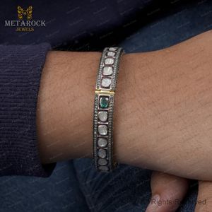 Rose Cut Natural Polki Diamond Yellow Vermeil 925 <b>Silver</b> Openable <b>Bangle</b> <b>Bracelet</b> Fine Jewelry Wholesale - Product Image 5