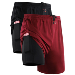 Men's Lightweight Dual Layer Training Running <b>Shorts</b> 2-in-1 Casual Solid Pattern Supportive <b>Compression</b> Liner Plain Dyed Quick - Product Image 2