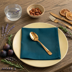 Serviette de table carrée en lin bleu sarcelle tissée à la main 60x60cm, essuie-tout de cuisine jetable à séchage rapide pour mariage et repas - Product Image 2