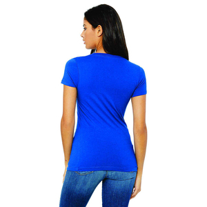 T-shirt personnalisé en gros pour femme, bleu roi, col en V, respirant, manches courtes, décontracté, en coton, pour l'entraînement, uni, vêtement de sport - Product Image 6