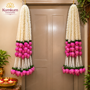 Guirnalda Artificial de Flores de Loto Jazmín, Decoración Colgante Hecha a Mano para Halloween, Graduación, Día del Padre, Centro de Mesa, Toran para Pared/Puerta - Product Image 4