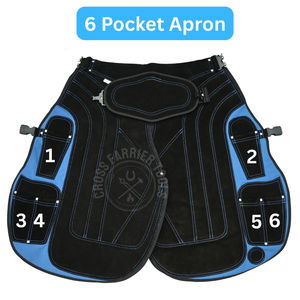 Tablier de protection pour ferrageur, long, avec 6 poches pour couteaux et aimant pour clous, boucle de ceinture à dégagement rapide, construction en maille respirante - Product Image 3