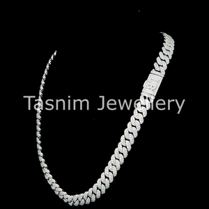 Cadena de eslabones cubanos de 10 mm y 20 pulgadas de ancho, estilo hip hop, unisex, de plata S925 chapada en oro rosa, para moissanita de corte brillante certificado - Product Image 3