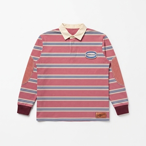 Camisa Polo Snowgrace a Rayas de Manga Larga con Cuello Camisero, Logotipo Bordado, Corte Regular, Unisex para Adultos, Todas las Temporadas - Product Image 1