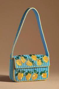 Sac à main pliable brodé de perles motif citron pour femme, décontracté, avec fermeture à rabat, en lin imperméable, écologique, pour usage quotidien - Product Image 2