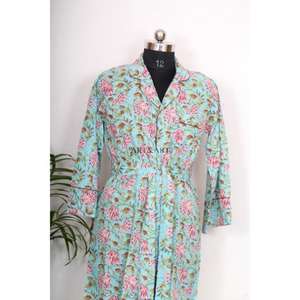 Camisón Kimono Bohemio de Algodón para Mujer, Estilo Indio, Largo Medio, con Cinturón y Botones Decorativos, Ajuste Holgado y Dulce - Product Image 4