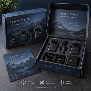 Kit de microphone ECHO Mini personnalisé, boîte d'emballage en carton ondulé imprimée - Product Image 6