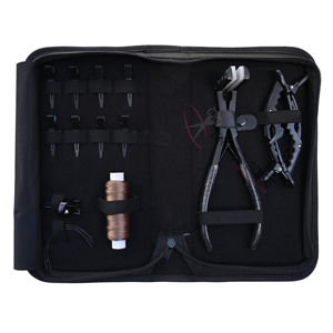 Black Hair Extension Tools <b>Kit</b> with 7 Inch Black Tape In Plier Hair Parting Ring Wig <b>Sewing</b> Thread Jumbo Styling Clips finger - Product Image 6