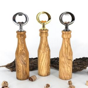 Ouvre-bouteille multifonction en bois, ouvre-bouteille en acier inoxydable avec logo personnalisé, outil de bar portable, cadeau de fête, promotionnel, pour entreprise - Product Image 4