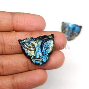 Piedra Preciosa Natural de Labradorita Tallada en Forma de León de 26 mm, Piedra Tallada con Rostro de Animal para Joyería, Precio al por Mayor, Suministros a Granel - Product Image 6