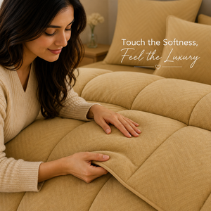 Premium 200 GSM Beige Microfiber <b>Comforter</b> Double <b>Bed</b> Ultra Soft Durable Lightweight Breathable All Season Bedding for Home Use - Product Image 3