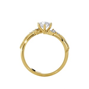 แหวนทองคำ 14KT สีเหลือง ประดับเพชรทรงลูกแพร์ 1.5 กะรัต เพาะเลี้ยงในห้องปฏิบัติการ พร้อมเพชรข้างทองคำสีเหลือง แหวนเจ้าสาว - Product Image 4