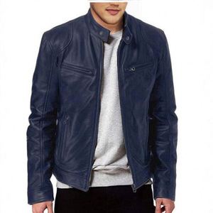 Chaqueta de Motocicleta de Cuero PU para Hombre, Corte Ajustado, Resistente al Viento, Cuello Alto, Logotipo Frontal Personalizado, Venta al Por Mayor - Product Image 5