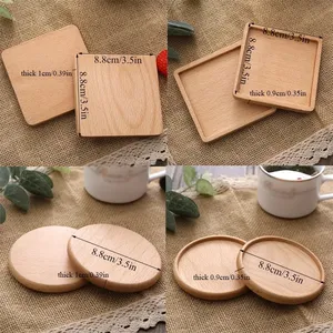 Best Quality Brown Round Coaster Coffee Breakfast <b>Plate</b> Service Wood Tray Wooden Coaster from Indian Supplier - Product Image 3