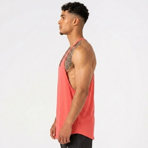 Nueva Llegada: Camiseta sin Mangas para Hombre, Color Coral Sólido, Cuello Redondo, Tejido Transpirable, Estilo Casual - Product Image 3