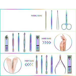 Wholesale 8-Piece German Stainless Steel Manicure Pedicure Kit <b>Nail</b> File Scissor Pusher Beauty Set PU Zipper <b>Case</b> Box Packaging - Product Image 4