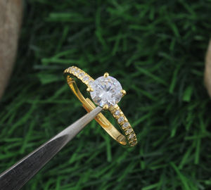 925 Sterling Silver Classic <b>Turquoise</b> Gold Plated Dainty Gemstone Stackable Wedding <b>Ring</b> for Women Daily Wear - Product Image 2