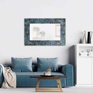 Boho Style <b>Rectangular</b> Mother Of Pearl <b>Mirror</b> Mosaic Shell Decorative <b>Wall</b> Hanging <b>Mirror</b> With Unique Dark Blue Tiles - Product Image 5