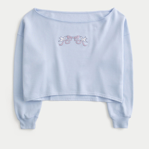 Sudadera Corta Ecológica para Mujer, Cuello Redondo, Poliéster, Tallas Grandes, Holgada, Casual, Hombros Caídos, Forrada, Estilo Urbano - Product Image 5