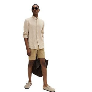 Camisa de Lino Puro de Primera Calidad con Diseño a Cuadros para Hombre, Manga Larga, Tela Suave y Cómoda, Ropa Casual y Semi-Formal para Verano - Product Image 2