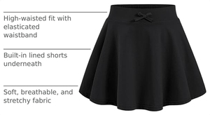 Girls Skirts Custom Logo <b>Kids</b> Athletic School Uniform Black Skirt Tennis <b>Flared</b> Casual Skort With Pockets - Product Image 2