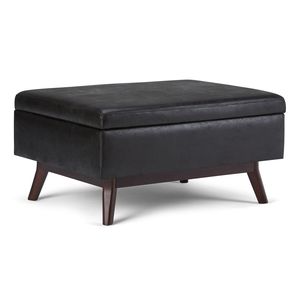 Owen Pouf Contenitore Nero Effetto Invecchiato, Tavolino da Caffè, Sgabelli e Pouf Eleganti - Product Image 1