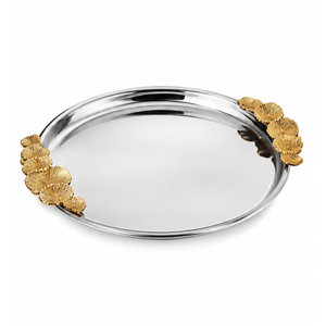 Bandeja de cobre martillado con asas de hoja de granada, plato decorativo de metal hecho a mano para mesas de boda - Product Image 6
