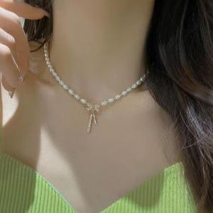 Collar de Perlas de Agua Dulce Naturales con Lazo y Borla, Elegante y Femenino, Cadena para Clavícula de Alta Gama, Novedad de Primavera - Product Image 3