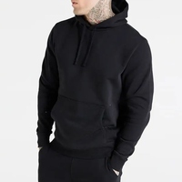 Conjunto de Sudadera con Capucha y Pantalones Negros para Hombre, Color Sólido, Informal, Tejido, para Otoño