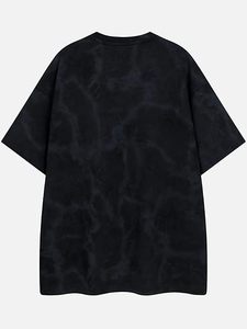 T-shirt en coton noir surdimensionné pour homme avec imprimé graffiti blanc, style streetwear, manches courtes, col rond, coupe jersey - Product Image 2