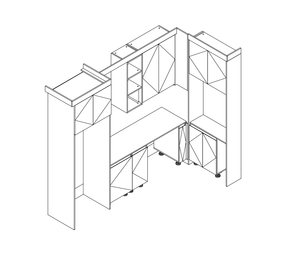 Gabinetes de Cocina Modernos de Vietnam, Montados en la Pared, Duraderos, de Tablero de Partículas, MDF, Madera Contrachapada, Ecológicos, con Manijas Metálicas, para Apartamentos, 5 Unidades - Product Image 1