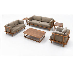 Juego de Sofás Modernos de Madera de Teca Sólida, Muebles de Sala de Estar Tapizados a Medida, Sillón de 3 Plazas, Mesa de Centro, para Interiores, Hotel, Villa - Product Image 2