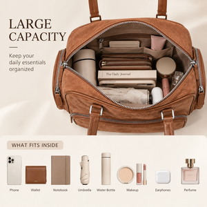 Bolso de Hombro de Gamuza para Mujer, Estilo Bowling, con Cierre y Correa Extraíble para Viajes Diarios - Product Image 6