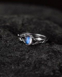 Bague de fiançailles en pierre de lune naturelle, argent sterling, certifiée IGI, design floral fantaisie Art Déco, haute qualité, cadeau pour femme - Product Image 4