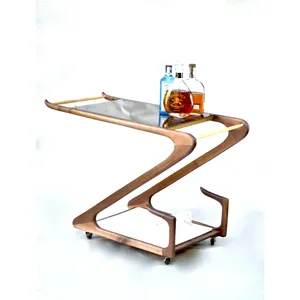 Luxury Handmade Metal Decorative <b>Bar</b> Cart for Modern Homes Premium Handmade Metal Rolling Kitchen <b>Utility</b> Cart safe plated - Product Image 4