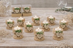 Wood <b>Tea</b> Light Holder Set Round Handmade Candle Holder for Home Decoration - Product Image 1