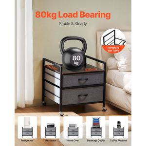 Carrello Porta Frigorifero Mini con Capacità di 80 kg, 2 Cassetti e 4 Ruote Girevoli, Supporto Mobile per Mini Frigo - Product Image 2