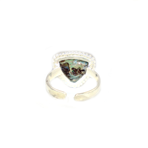 Unique Design <b>Abalone</b> <b>Shell</b> Gemstone Triangle Shape 925 Silver Plated Ring Brass Jewellery For Women Girls Rings Wholesale Bulk - Product Image 3
