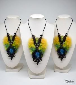 Collar de Macramé Hecho a Mano con Cordón Verde y Colgante de Labradorita, Joyería Boho Ajustable con Cristal Curativo, Venta al Por Mayor - Product Image 4