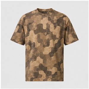 Camiseta de Manga Corta para Hombre con Estampado de Camuflaje Color Camel Taupe Desgastado Personalizada MTS-CAMO-0030 - Product Image 1