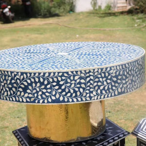 Mesa con Incrustaciones de Hueso de ILAHI, Diseño Moderno con Detalles de Ágata, Almacenamiento Portátil, Muebles para el Hogar - Product Image 1