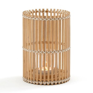 Portavelas de Ratán Tejido, Estilo Rústico Boho, con Frasco de Vidrio, Iluminación Decorativa para Hogar, Jardín y Fiestas - Product Image 3