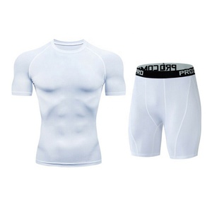 Shorts de compression et t-shirt de sport pour homme, grande taille, manches courtes, vente flash, vêtements de sport pour l'entraînement, logo personnalisé - Product Image 5