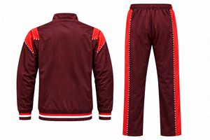 Ensemble de survêtement personnalisé pour homme, veste athlétique à fermeture éclair intégrale et pantalon, ensemble deux pièces décontracté pour le jogging, vêtements de sport sublimés bordeaux, vente en gros - Product Image 4