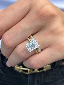 14K <b>Gold</b> Emerald Cut Engagement <b>Ring</b> Bridal <b>Set</b> IGI Certified F VS Lab Grown 2mm Width Bands Custom Fine Jewelry Factory Price - Product Image 3