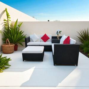 Ensemble de canapés sectionnels d'extérieur de luxe moderne PRSF-002 en rotin PE, mobilier de jardin avec coussins imperméables pour villas et complexes hôteliers - Product Image 3